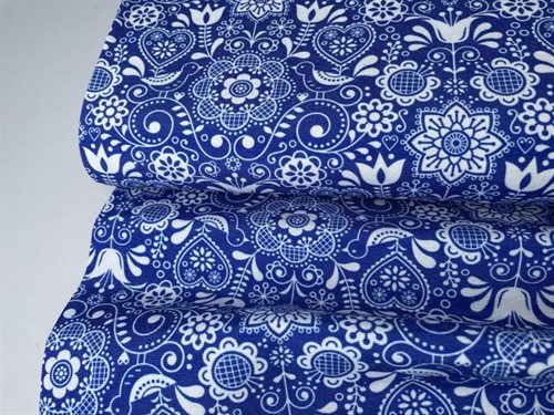 Canvas dekostof - smukkeste paisley mønster på blå bund